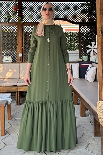 Rabia Şamlı Süreyya Gömlek Elbise Haki