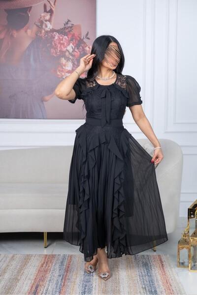 SELSAL Soft black ruffle dress