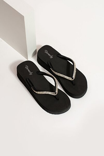 Khayt Adel Platform Silver Row Stone Women's Flip Flops