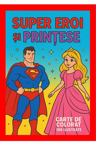 Disney Coloring Book "Super Heroes and Princesses" 100 Illustrated A4 Laminated Cardboard Covers