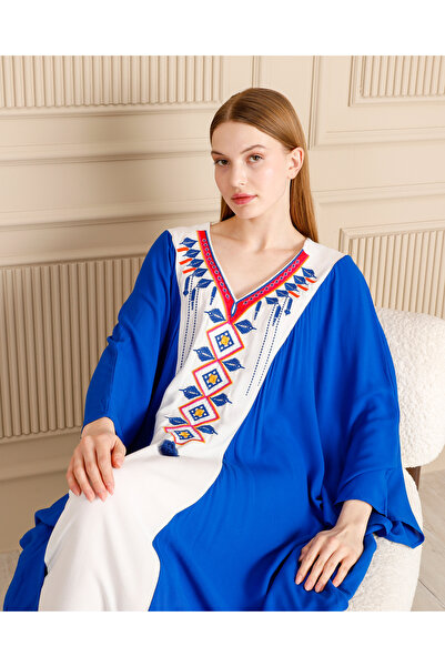 EL jadida Γυναικείο Κεντητό Φόρεμα Plus Size