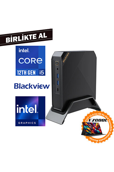 Blackview MP200 i5-12450H 16GB 512GB SSD Windows 11 Pro Mini PC + 15.6" Touch Monitör MP200161I5 011