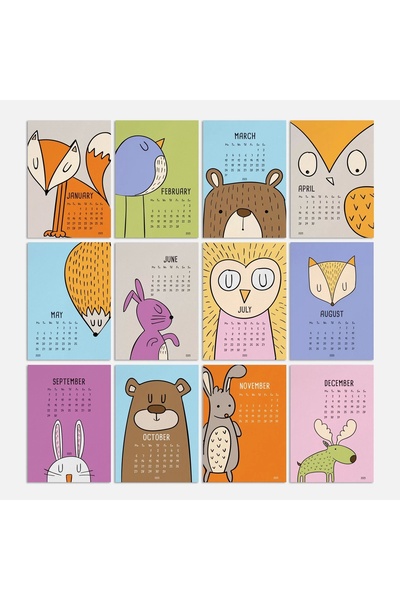 bi'aldım 2026 Takvim, Sevimli Hayvanlar Duvar Takvimi, A4 Poster Takvim, 33x48 cm Poster Takvim, Renkli ve Eğ