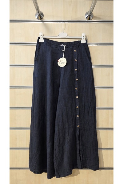 Park Moda Italian Linen Trousers with Button Detail