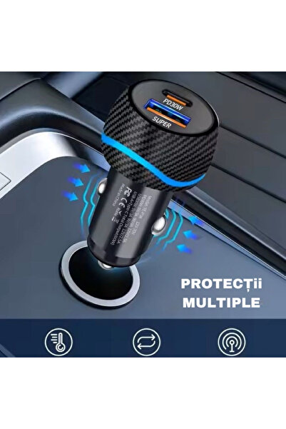 OEM Incarcator auto, 60W, super fast charge, quick charge, type c, usb, compatibil samsung, iphone