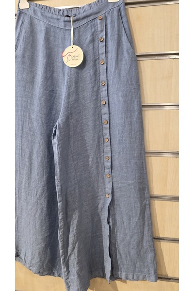 Park Moda Italian Linen Trousers with Button Detail