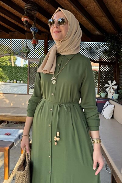 Rabia Şamlı Süreyya Gömlek Elbise Haki