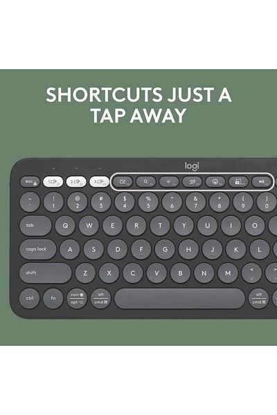 logitech Pebble Keys 2 K380s, Multi-Device Bluetooth Wireless Keyboard, Slim and Portable - Graphite