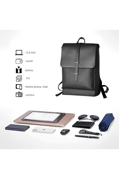 Skycare Sturdy Leather Commuter Backpack for Work - Fashionable 15.6 inch Laptop Bag for Men and Wom