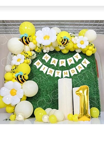 BKMC PARTY PAPATYA ARI KONSEPT BALON DETAYLI YAŞ SEÇENEKLİ DOĞUM GÜNÜ YENİ DO...