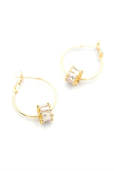 No8 Home Baguette Stone Earrings - Gold