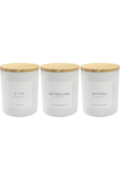 OEM Ceramic cups with wooden lids for bathroom accessories, set of 3x400 ml