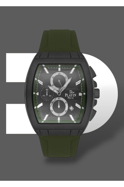 Platin Pierre Men's Wristwatch Green Color Silicone Cord 3 Atm Waterproof Original 2 Years Warranty Functions a