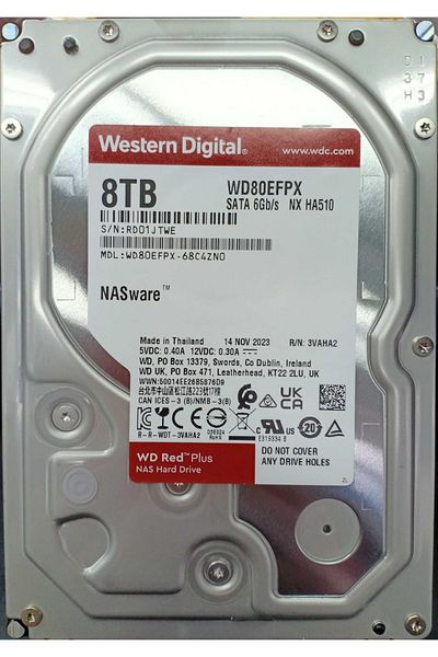 WESTERN DIGITAL 8TB WD Red Plus NAS Internal Hard Drive HDD - 5640 RPM, SATA 6 Gb/s, CMR