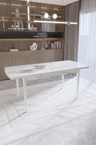 UZMHOME 80 x 130 Açılabilir Kapanabilir Yemek Masası 6 Kişilik Mutfak Masası