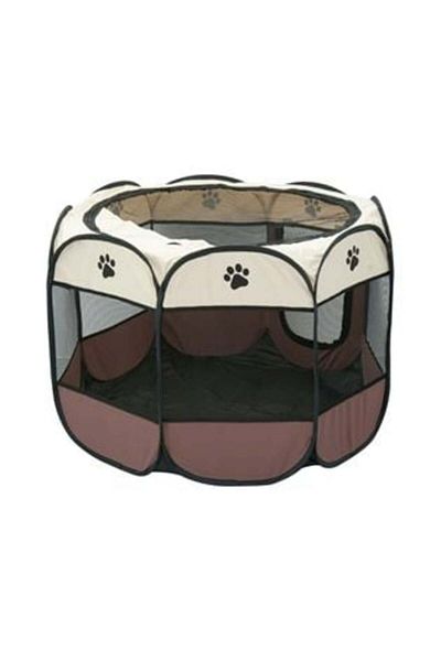 UnderShop Dog Pen Brown Beige 91 x 91 x 58 cm