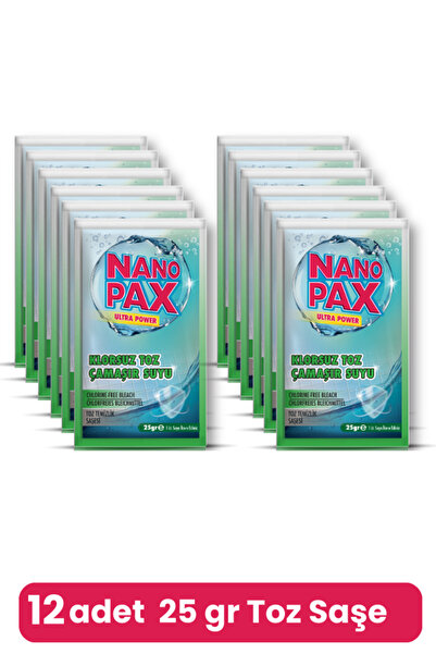 NanoPax KLORSUZ ÇAMAŞIR SUYU TOZ TEMİZLİK SAŞESİ (12 adet X 25gr)