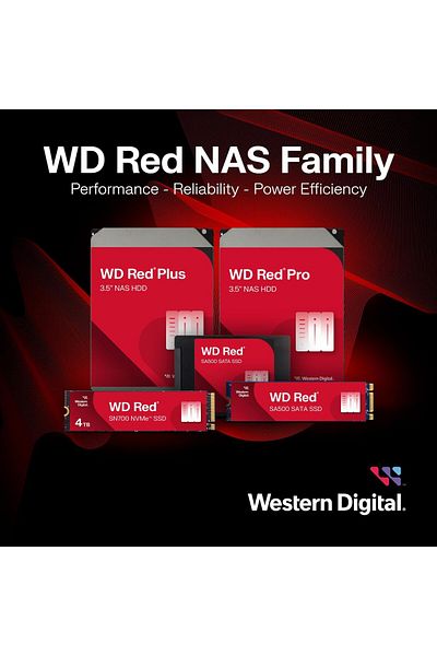 WESTERN DIGITAL 4TB WD Red Plus NAS Internal Hard Drive HDD - 5400 RPM, SATA 6 Gb/s, CMR