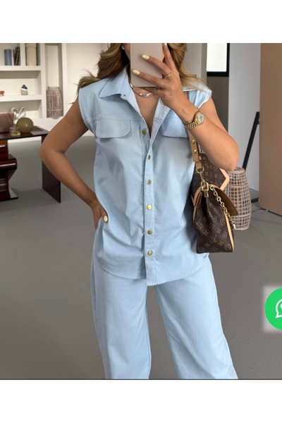 BEBE PLUS Salaş gömlek Beli lastikli pantolon takım