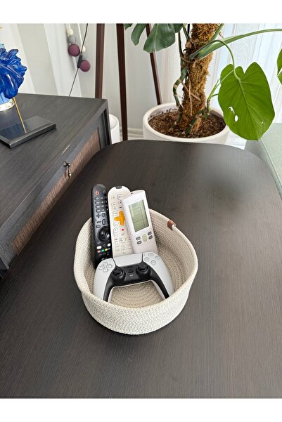 SİMEREV HALI HOME CONSEPT Cream White Lid Basket Multi-Purpose Bathroom and Kitchen Organizer Bread Potato Onion Pot Flower Pot