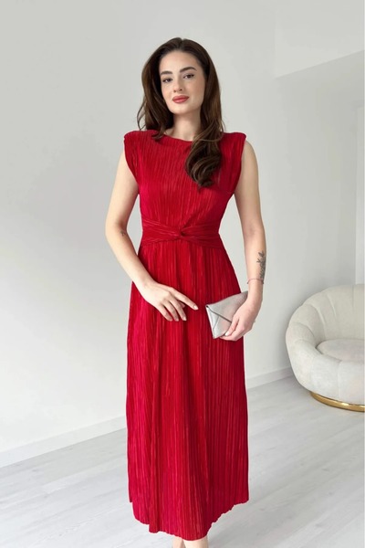 verabelle Women's Pleated Tie Detail Stylish Dress
