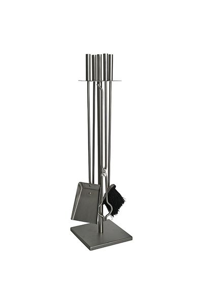SGTT Set suport pentru șemineu cu 4 unelte, 80 cm, negru mat
