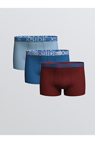 LC Waikiki Claret Red Standard Mold Βαμβακερό Ευέλικτο Ανδρικό Μπόξερ 3 τεμαχίων