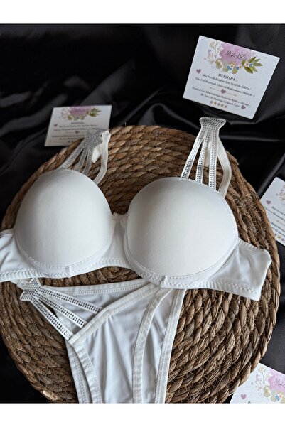 Nuzabi Star White Push-Up Underwire Bra Suit