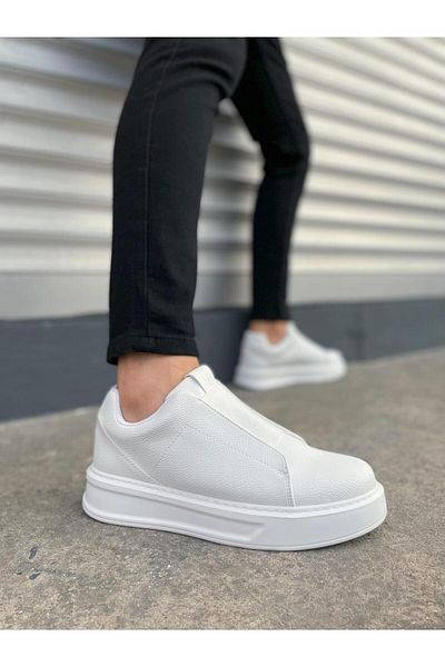 MELAMS Actor Laceless Leather Men's Casual Sneaker Shoes - Jy Cbt White