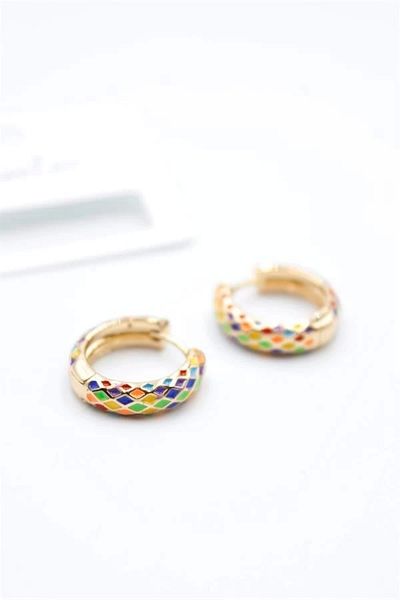 No8 Home Enameled Hoop Earrings - MULTICOLOR