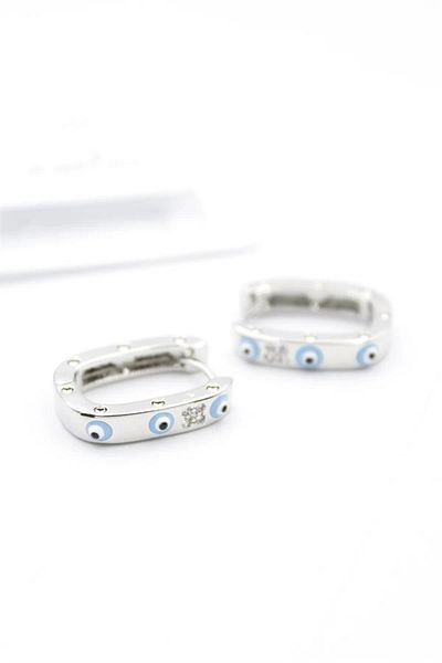 No8 Home Enameled Hoop Earrings - Silver