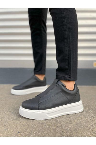 MELAMS Actor Laceless Leather Men's Casual Sneaker Shoes - Jy Cbt Black