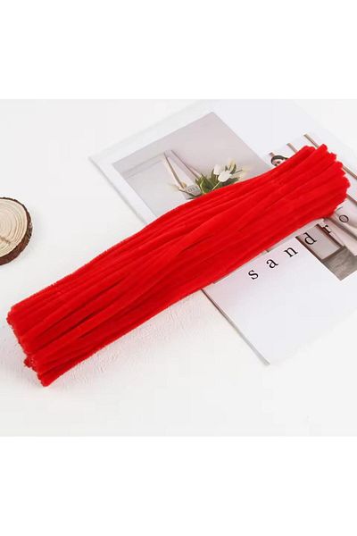 iğne izi 100S Chenille, Educational Chenille, Fuzzy Wire, Plush Wire, Velvet Chenille, Craft Material 30cm Dark Orange