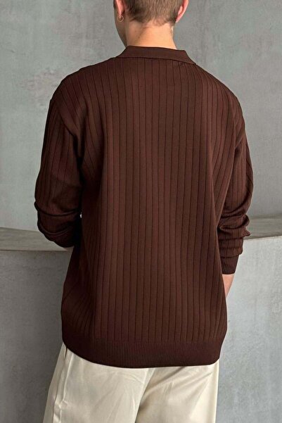 ribana Ανδρικό πλεκτό πουλόβερ με λαιμόκοψη Polo Slim Fit -26107