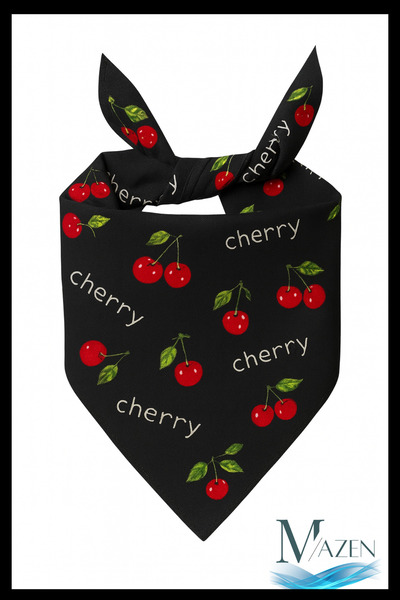 MAZEN Cherry Patterned Bandana |   Cheery Patterned |   Unisex Scarf & Accessories 50X50