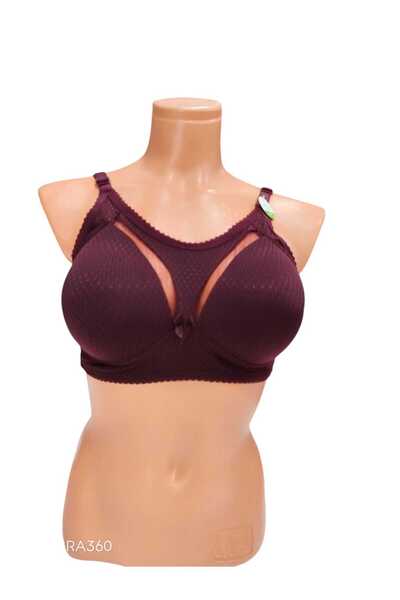 wear treasure C Cup Wireless Sponge Front Fabric and Tulle Detailled Side Support Wire Recovery Bra