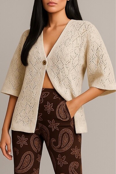 bb butik basic Special Quality Side Slit Lace Jacket D5099