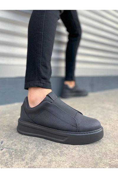 MELAMS Actor Laceless Leather Men's Casual Sneaker Shoes - Jy Cst Black