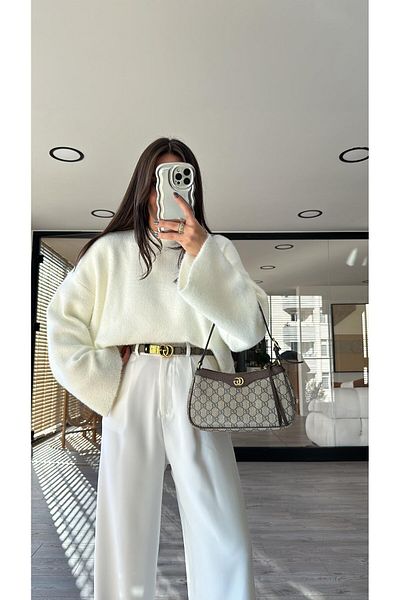 Le Savu Shilsee Women's Ecru Yumoş Beard Wide Sleeve Sweatshirt