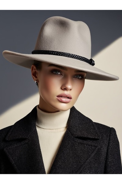 LAGRANZE Prime Fedora pentru femei – Pălărie din pâslă cu boruri largi