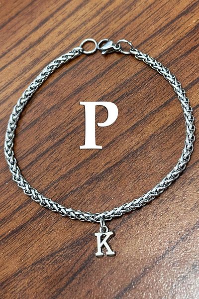 Takı Dükkanı Stainless Steel Bracelet with Hanging Letters Gift for Lover and Wife Acb01-H