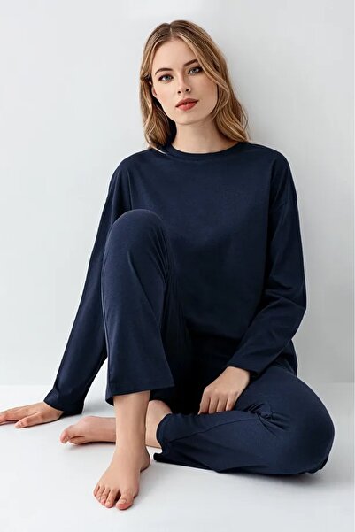 Arnetta MODAL PAMUK UZUN KOLLU KADIN PİJAMA TAKIM