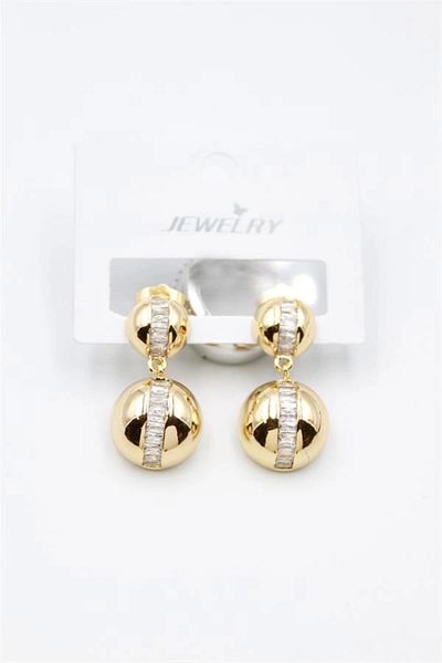 No8 Home Baguette Stone Earrings - Gold