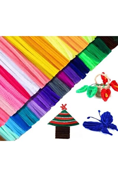 iğne izi 50 bucăți Chenille, Chenille educațională, Sârmă cu pene, Sârmă de pluș, Chenille de catifea, Material de lucru manual 30 cm mixt