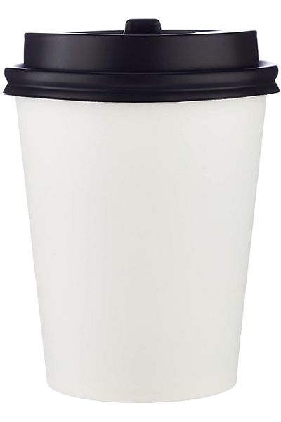 Hotpack 8 oz Heavy Duty Single Wall Paper Cups with Lids: Pack of 50 White