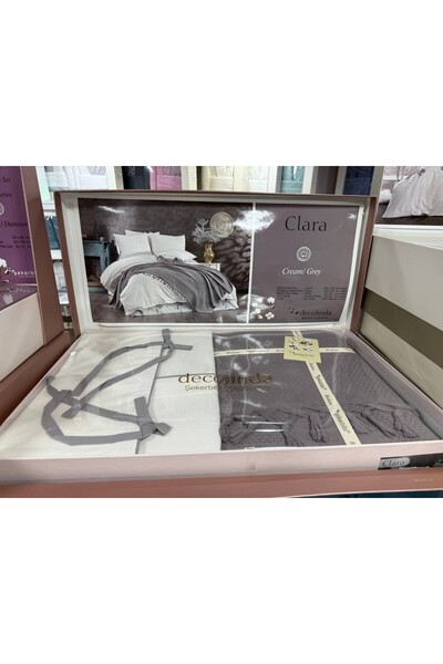 Dantelux Clara Bridal Set (Pike+Duvet Cover Set) Dowry Holder - Double - Gray Color