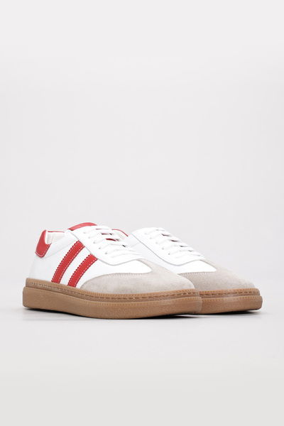 Ayakkabıhane Genuine Leather Inside and Outside White Red Women's Casual Shoes Ah08934261233