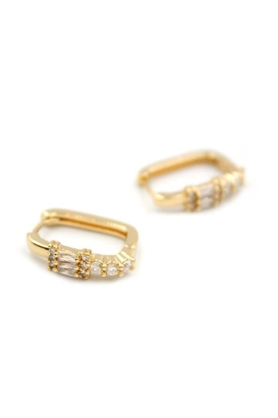 No8 Home Rectangular Jewelled Earrings - Gold