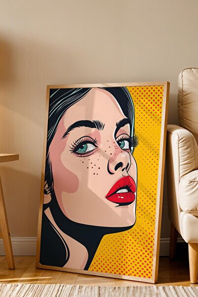 Saturn Pop Art Woman Portrait Framed Painting - Pop Art Poster Painting