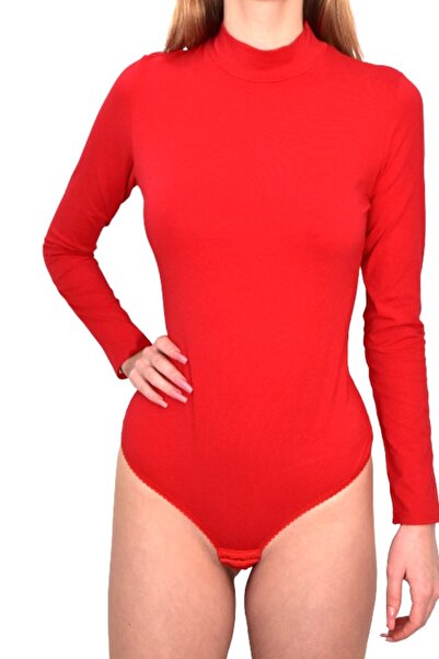 LUAN Women's long sleeve bodysuit, Thong panties, Red